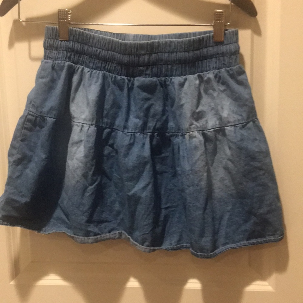 Page One Young pleat ruffle denim drawstring elastic Jean skirt Size 12-14yrs